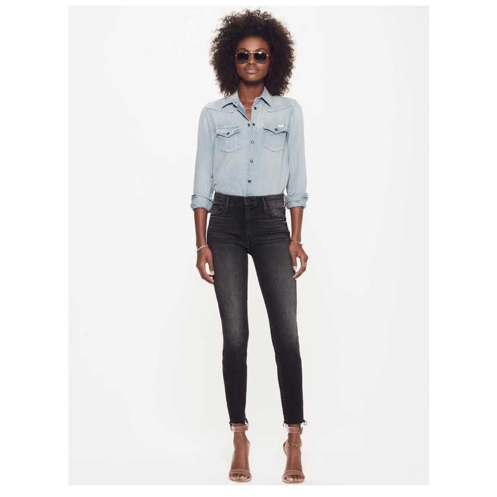 MOTHER Charcoal Black Skinny Jeans